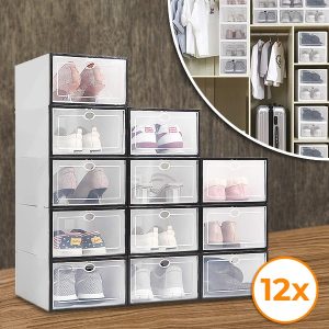 Transparante stapelbare schoenendozen - set van 12 | SHOEZY