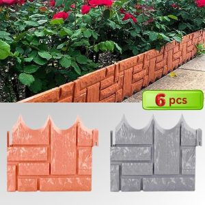Tuinborderhek met baksteenlook - 6 stuks, UV-bestendig | TERRABARIC