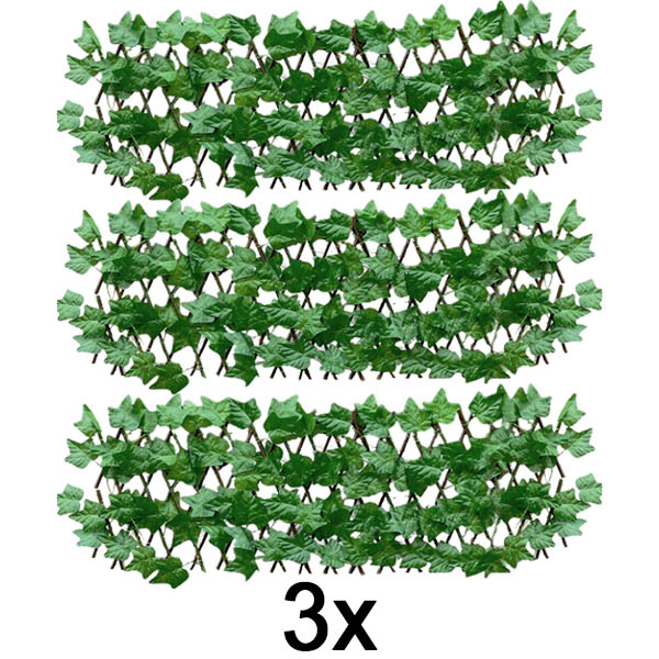 3x Uitschuifbaar klimop schuttingpaneel – 30×180 cm, UV-bestendig, zonder gereedschap | GREENFENCE