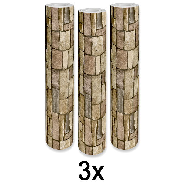 3x Zelfklevend 3D Bakstenen Wandpaneel | WALLCORWRAP