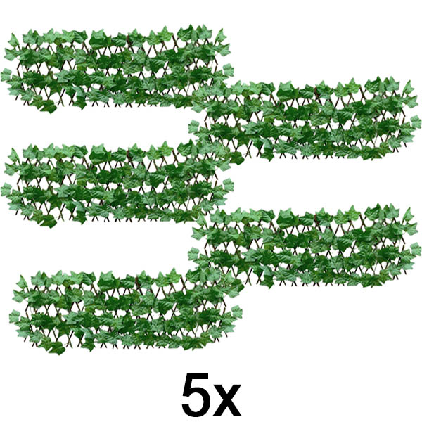 5x Uitschuifbaar klimop schuttingpaneel – 30×180 cm, UV-bestendig, zonder gereedschap | GREENFENCE