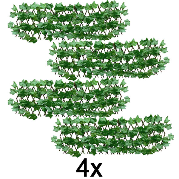 4x Uitschuifbaar klimop schuttingpaneel – 30×180 cm, UV-bestendig, zonder gereedschap | GREENFENCE