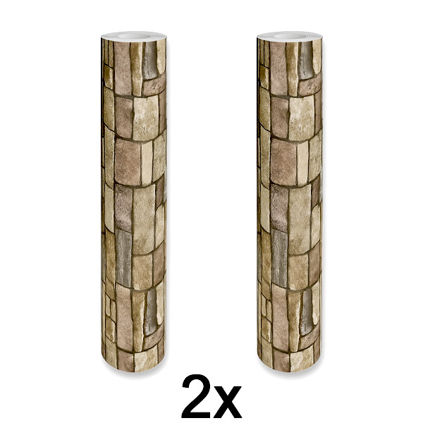 2x Zelfklevend 3D Bakstenen Wandpaneel | WALLCORWRAP