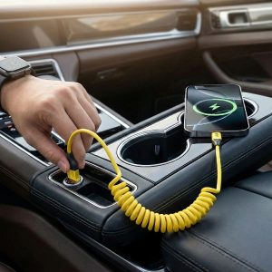 4-in-1 intrekbare oplaadkabel - 65W, USB-C + Lightning | SPRINTCHARG