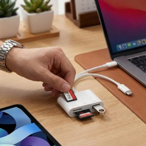 Dubbele kaartlezer - SD en MicroSD, Lightning + USB-C | FILEDIRECT