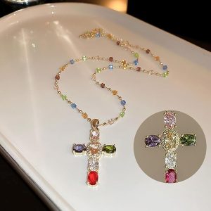 Kruiskettingenset - 2-pack, zilver & goud, zirkonia | GLIMCROSS