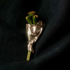 Draagbare bloemenbroche - vaaspin, 4x2.8 cm, zilver of goud | VASIFINA