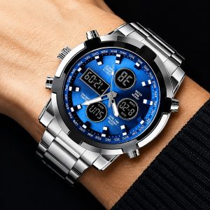 Dubbel display stalen horloge | WATCHROX